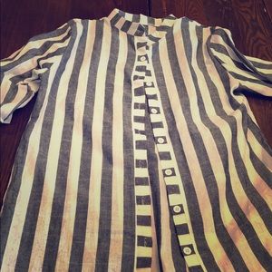 Button down dress shirt   White and denim blue